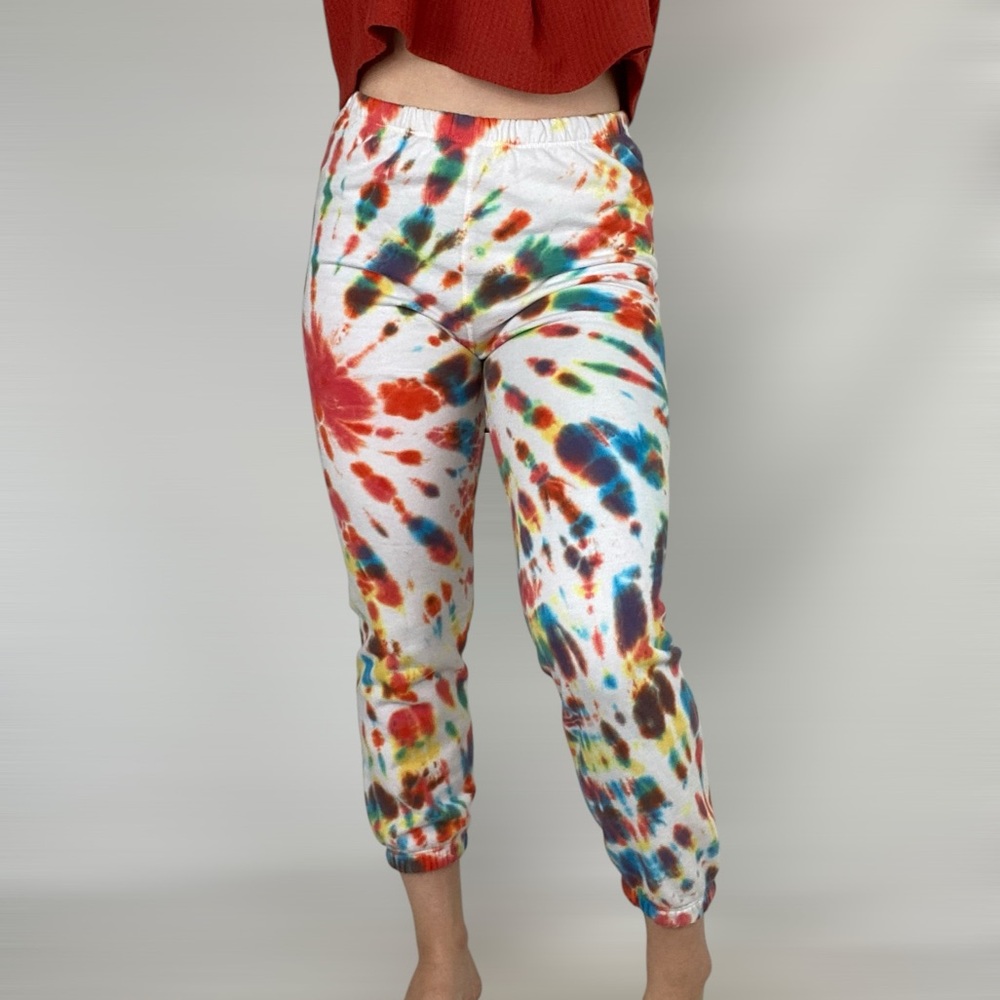 SPRWMN Tie Dye Print‎ High Rise Sweatpants Joggers Casual Stretch 100% COTTON